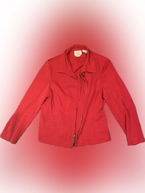 Talbots Red Zip-Front Blazer Jacket